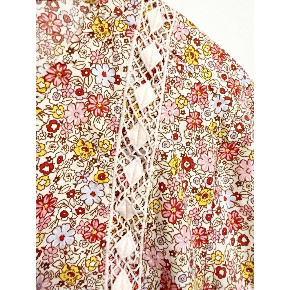 Lands' End Women's Cotton Tunic Top Ditsy Floral Long Sleeve w/ Lace Detail 2X - Picture 4 of 15